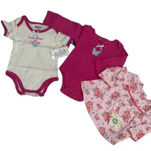 Baby Gear Pink and Red Bodysuit Collection - set of 3